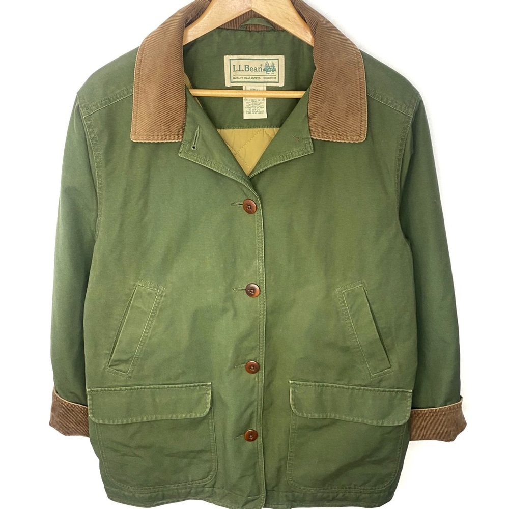 L.L. Bean Olive Utility Jacket with Tan Details
